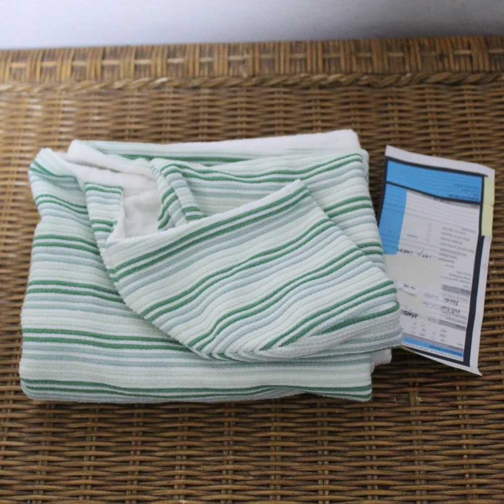 Williams Sonoma Hooded Wrap Towel – Green & Ivory Stripe
